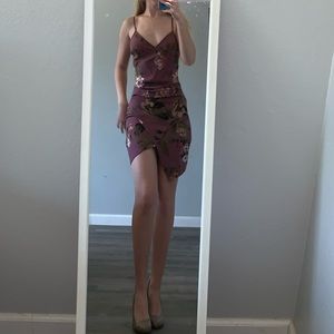 Mauve floral mini dress
